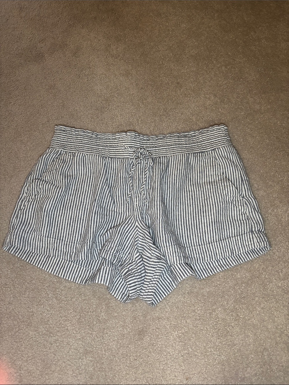 A NEW DAY Striped Drawstring Women’s Shorts - Blue & White, linen blend